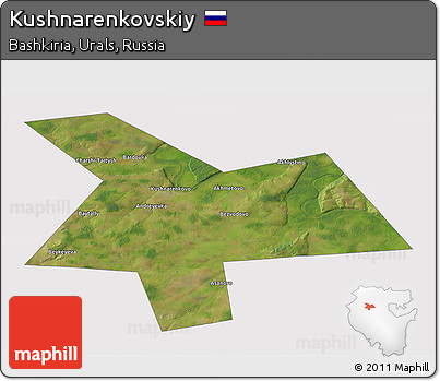 Satellite 3D Map of Kushnarenkovskiy, cropped outside
