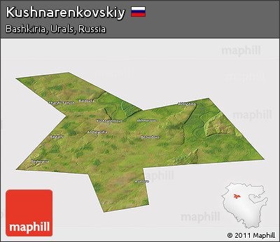 Satellite 3D Map of Kushnarenkovskiy, cropped outside