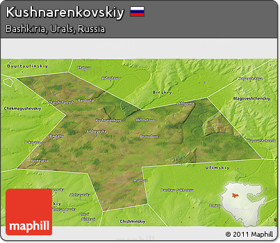Satellite 3D Map of Kushnarenkovskiy, physical outside