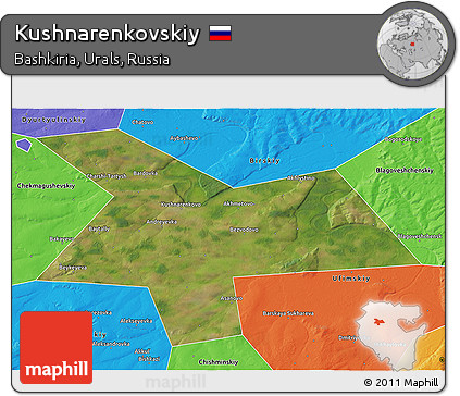 Satellite 3D Map of Kushnarenkovskiy, political outside
