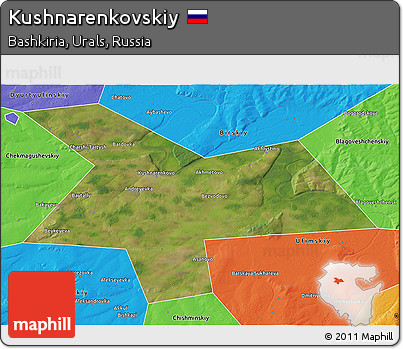 Satellite 3D Map of Kushnarenkovskiy, political outside