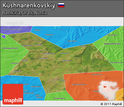 Satellite 3D Map of Kushnarenkovskiy, political outside