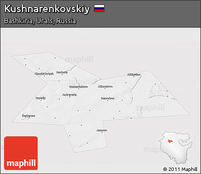 Silver Style 3D Map of Kushnarenkovskiy, single color outside