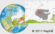 Physical Location Map of Kushnarenkovskiy, highlighted country, highlighted parent region