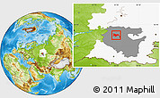 Physical Location Map of Kushnarenkovskiy, highlighted parent region, highlighted grandparent region