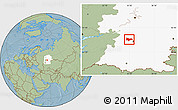 Savanna Style Location Map of Kushnarenkovskiy, highlighted grandparent region, hill shading