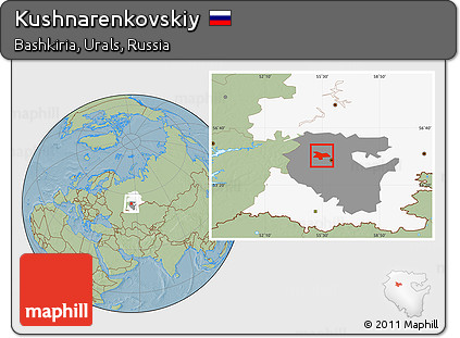 Savanna Style Location Map of Kushnarenkovskiy, highlighted parent region, highlighted grandparent region, hill shading