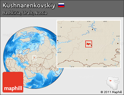 Shaded Relief Location Map of Kushnarenkovskiy