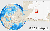 Shaded Relief Location Map of Kushnarenkovskiy, highlighted grandparent region