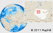 Shaded Relief Location Map of Kushnarenkovskiy, highlighted parent region