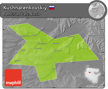 Physical Map of Kushnarenkovskiy, desaturated