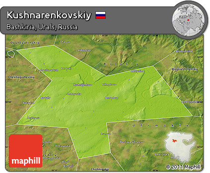 Physical Map of Kushnarenkovskiy, satellite outside
