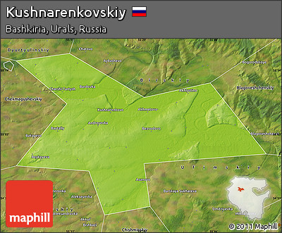 Physical Map of Kushnarenkovskiy, satellite outside