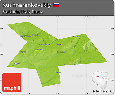 Physical Map of Kushnarenkovskiy, single color outside