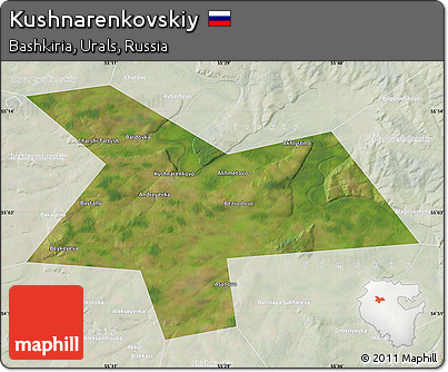 Satellite Map of Kushnarenkovskiy, lighten
