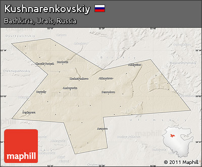 Shaded Relief Map of Kushnarenkovskiy, lighten