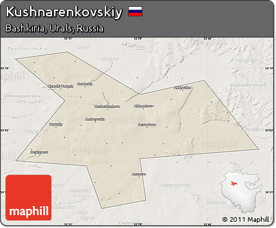 Shaded Relief Map of Kushnarenkovskiy, lighten