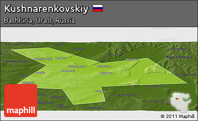 Physical Panoramic Map of Kushnarenkovskiy, darken