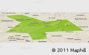 Physical Panoramic Map of Kushnarenkovskiy, shaded relief outside