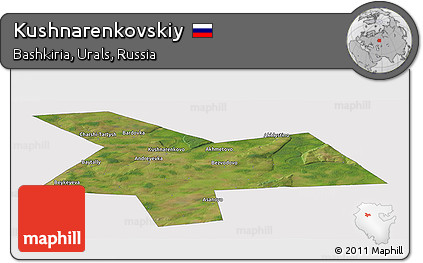 Satellite Panoramic Map of Kushnarenkovskiy, cropped outside