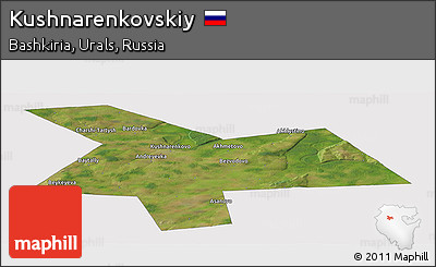 Satellite Panoramic Map of Kushnarenkovskiy, cropped outside