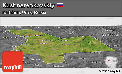 Satellite Panoramic Map of Kushnarenkovskiy, desaturated