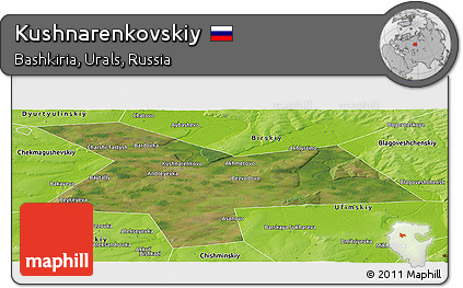 Satellite Panoramic Map of Kushnarenkovskiy, physical outside