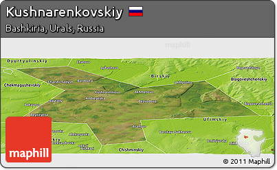 Satellite Panoramic Map of Kushnarenkovskiy, physical outside