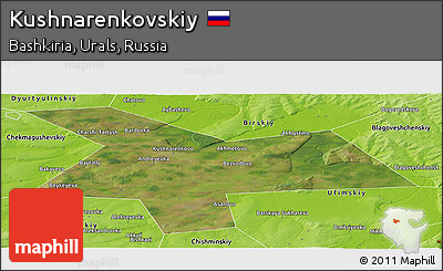 Satellite Panoramic Map of Kushnarenkovskiy, physical outside