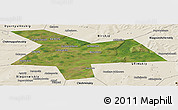 Satellite Panoramic Map of Kushnarenkovskiy, shaded relief outside