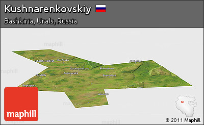 Satellite Panoramic Map of Kushnarenkovskiy, single color outside
