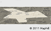 Shaded Relief Panoramic Map of Kushnarenkovskiy, darken