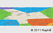 Shaded Relief Panoramic Map of Kushnarenkovskiy, political outside