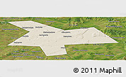 Shaded Relief Panoramic Map of Kushnarenkovskiy, satellite outside