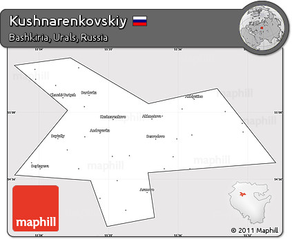 Silver Style Simple Map of Kushnarenkovskiy, cropped outside
