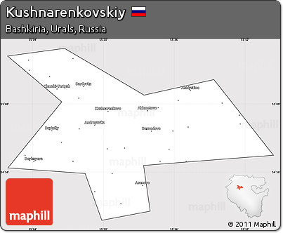 Silver Style Simple Map of Kushnarenkovskiy, cropped outside
