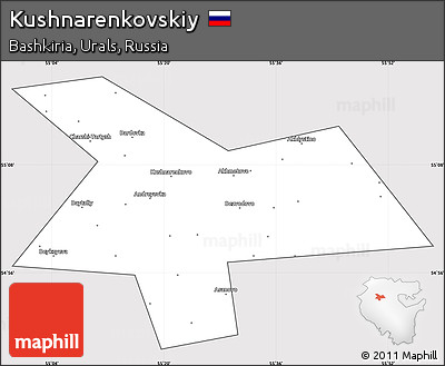 Silver Style Simple Map of Kushnarenkovskiy, cropped outside