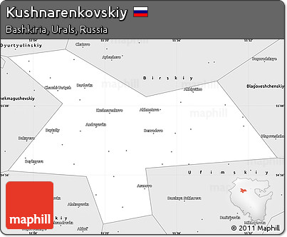 Silver Style Simple Map of Kushnarenkovskiy