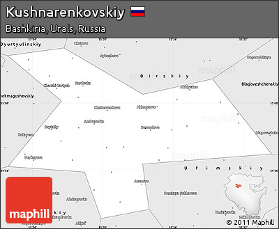 Silver Style Simple Map of Kushnarenkovskiy