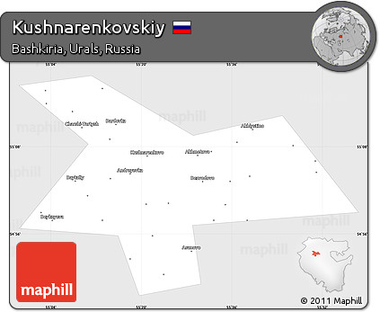 Silver Style Simple Map of Kushnarenkovskiy, single color outside