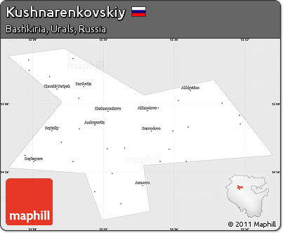 Silver Style Simple Map of Kushnarenkovskiy, single color outside
