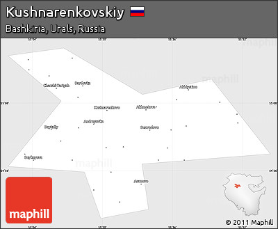 Silver Style Simple Map of Kushnarenkovskiy, single color outside