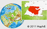 Physical Location Map of Bashkiria, highlighted parent region