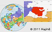 Political Location Map of Bashkiria, highlighted parent region