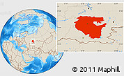 Shaded Relief Location Map of Bashkiria
