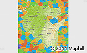Physical Map of Bashkiria, political outside