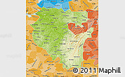 Physical Map of Bashkiria, political shades outside