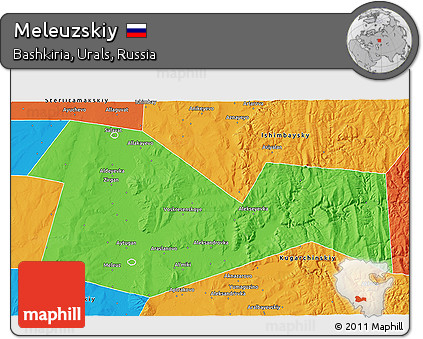 Political 3D Map of Meleuzskiy