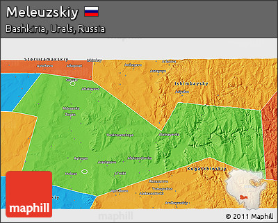 Political 3D Map of Meleuzskiy