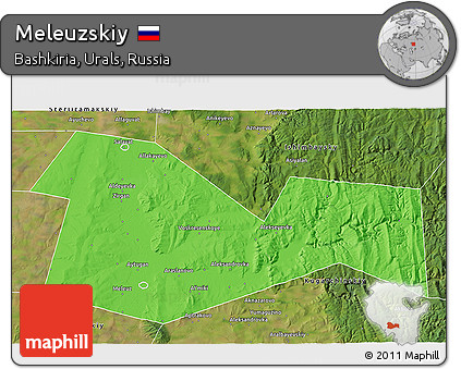 Political 3D Map of Meleuzskiy, satellite outside
